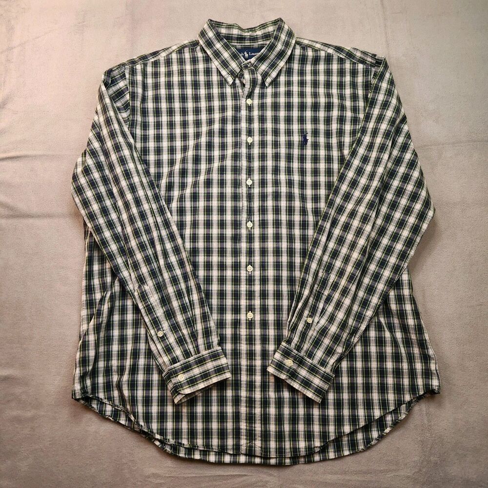 Vintage Ralph Lauren Shirt Men's 2XL Long‎ Sleeve Plaid Classic Fit Button Down